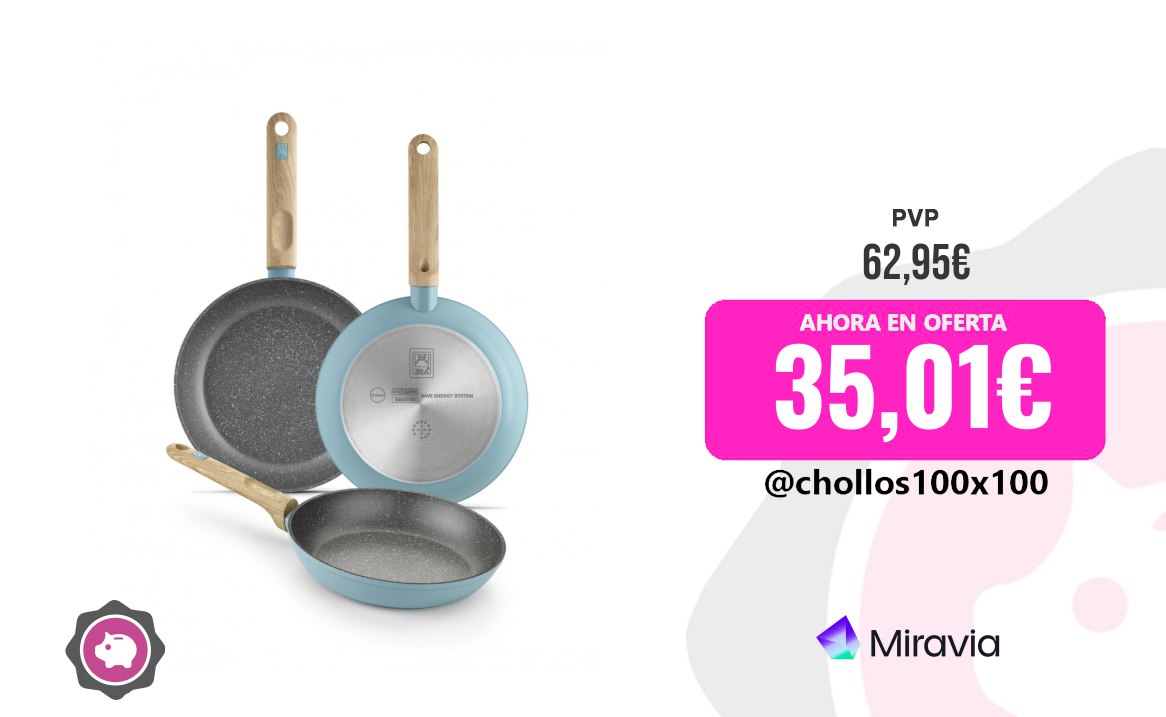 CHOLLAZO NORDIK SARTENES SET #Miravia - Set de 3 Sartenes Nordik, Lote 18 cm + 22 cm + 26 cm