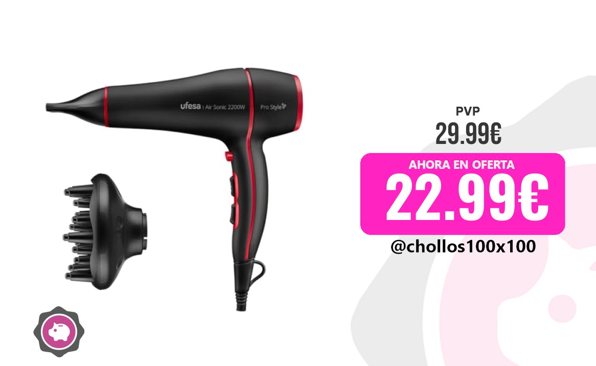 OFERTA: Secador de Pelo Profesional Air Sonic 2200W a 22.99€ (-23%)