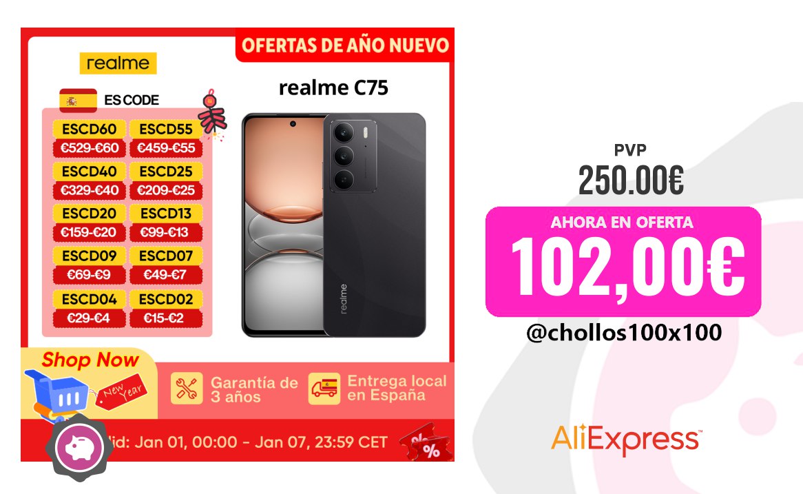 CHOLLAZO REALME C75 #Aliexpress - Smartphone de alta gama con carga rápida