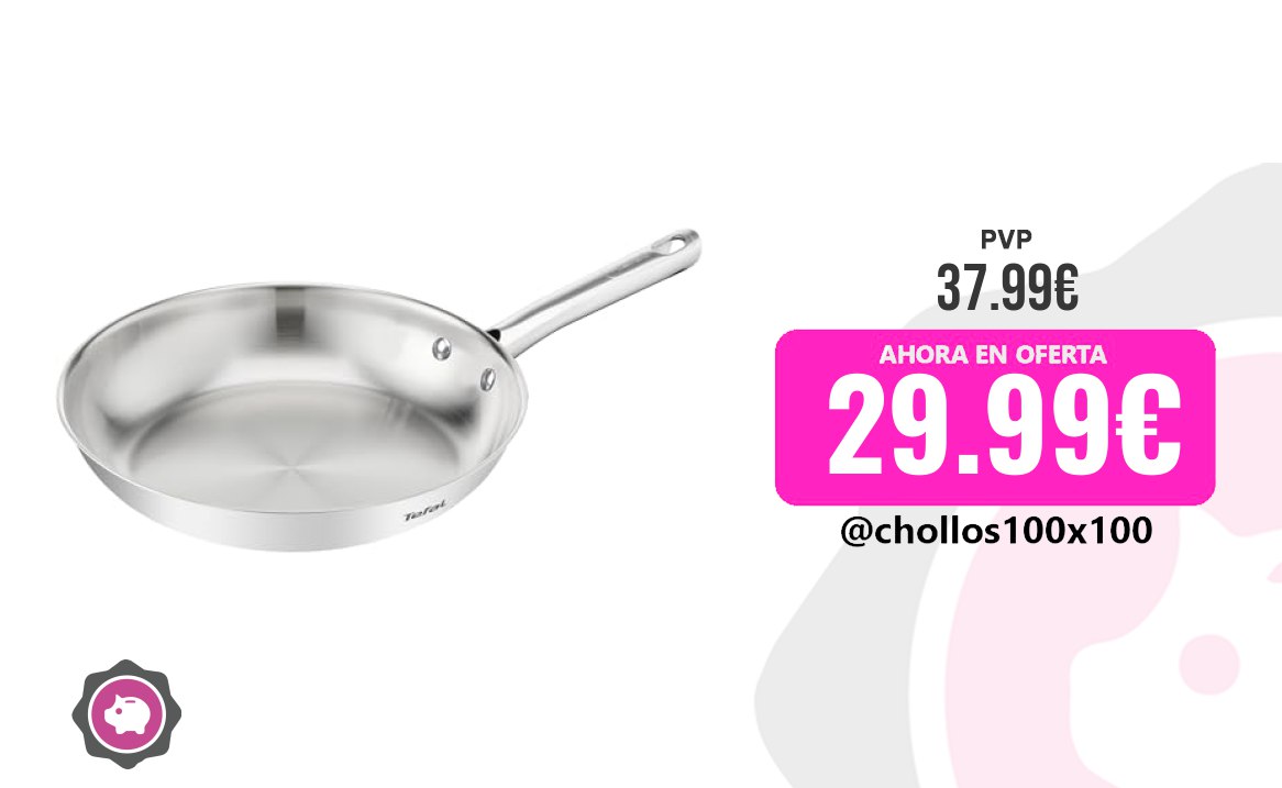 Oferta Sartén Tefal Duetto On - 28 cm, Acero Inoxidable, Cocción Rápida y Uniforme