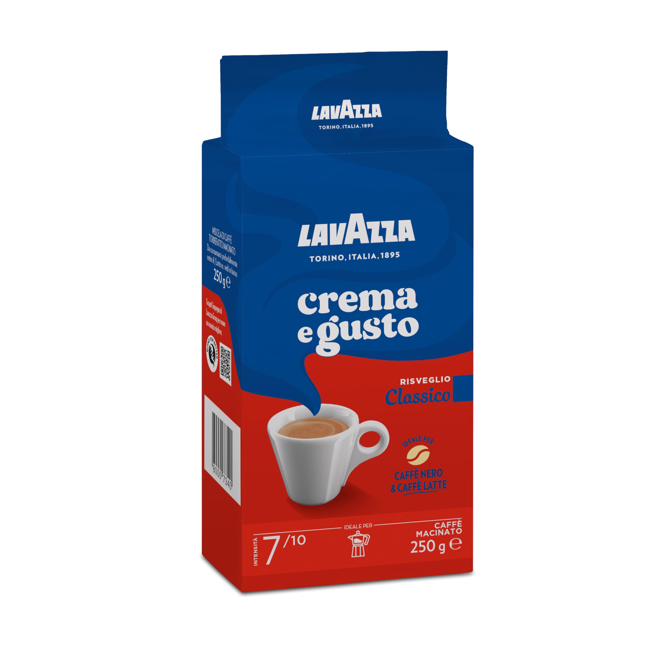 Lavazza, Crema e Gusto Classico, Café Molido Natural, Ideal para Cafetera Italiana, de Filtro y ...