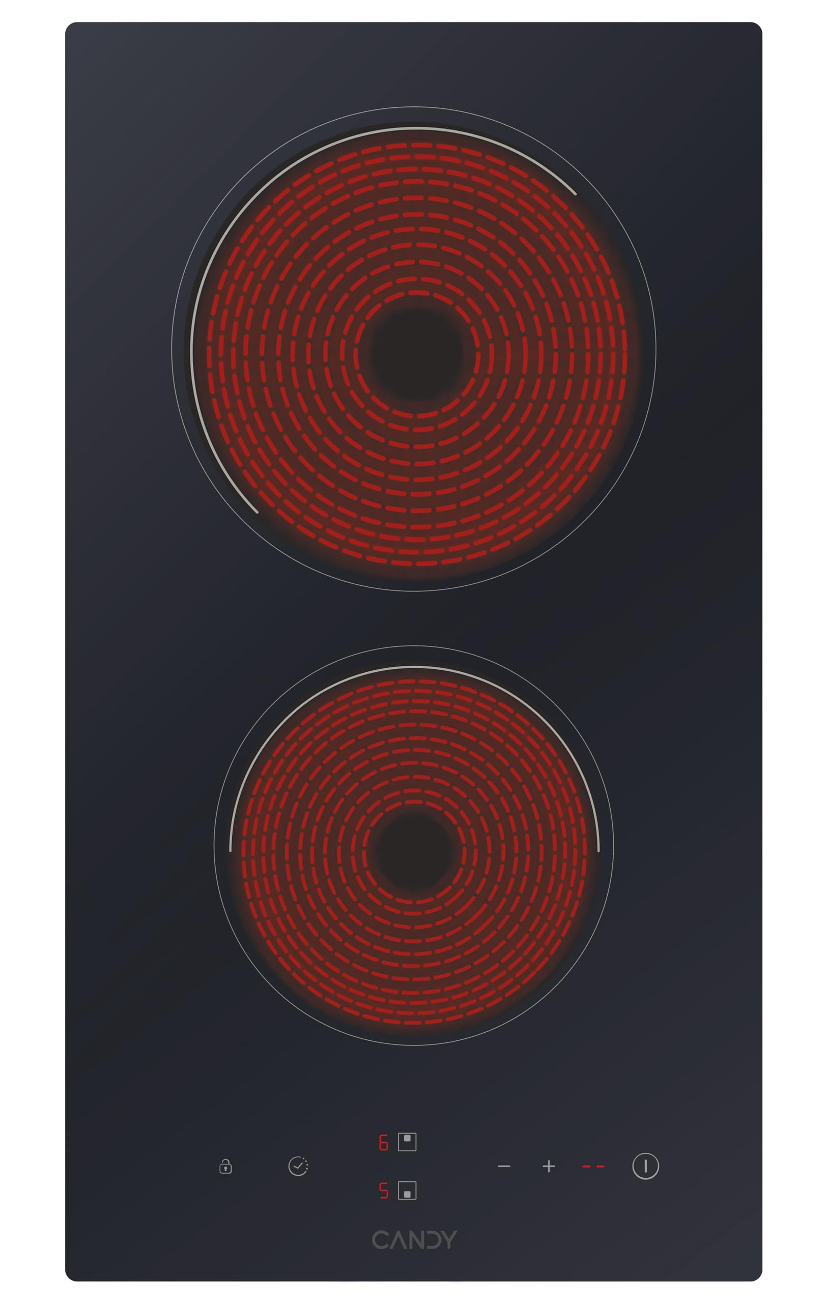 Candy Smart CDH 30, Placa Vitrocerámica, 2 Zonas, 30CM, 9 Niveles de Potencia, 2,9KW, Mandos Cen...