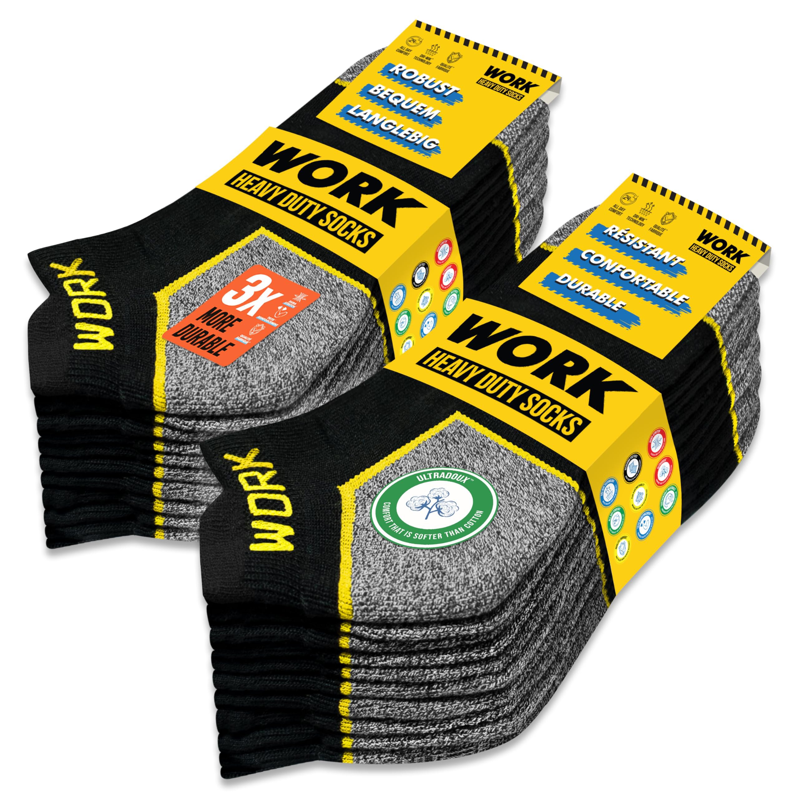 SOXCO 10 Pares Calcetines Tobilleros Hombre Trabajo Calcetines Cortos WORK Socks, 43-46‍