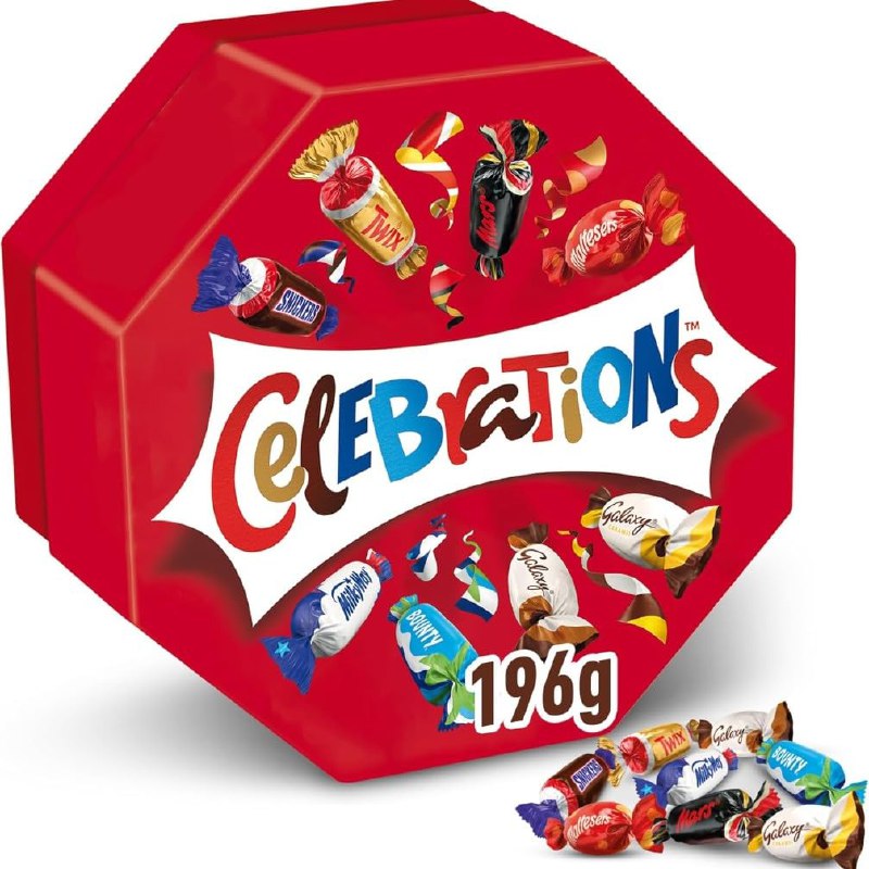 Celebrations, Caja Mezcla de Chocolatinas Mini, Disfruta de un Variedad de Sabores, Ideal como Re...