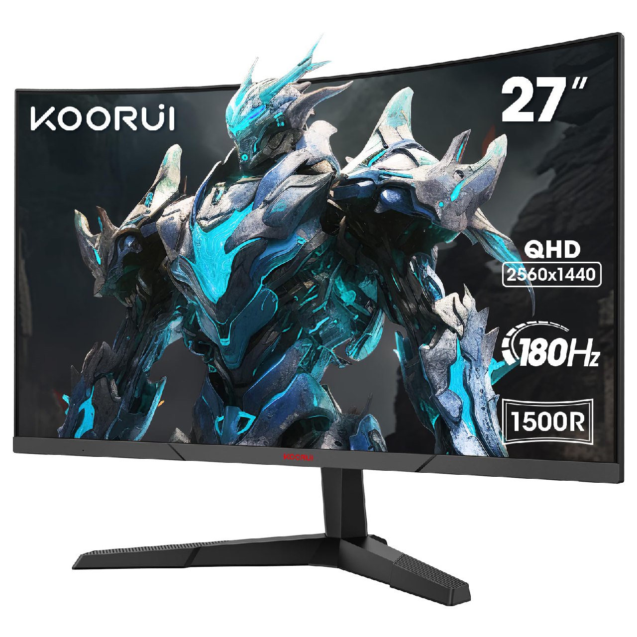 KOORUI 27E6QCA Monitor Curvo Gaming QHD 27 Pulgadas, 1500R, 2560x1440, 180Hz, 1ms, 4000:1, Adapti...