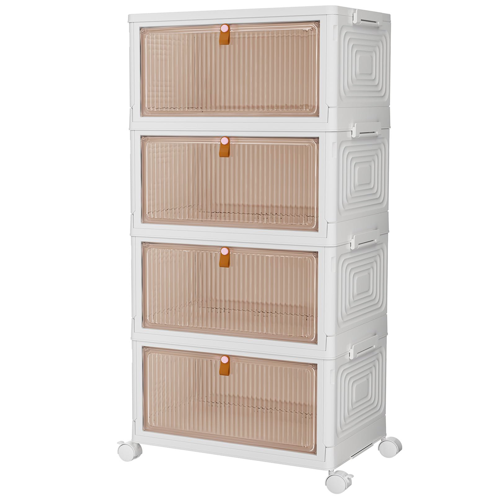 PurKeep Cajas de almacenamiento con tapa, caja de almacenamiento de plástico de 23 pulgadas de l...