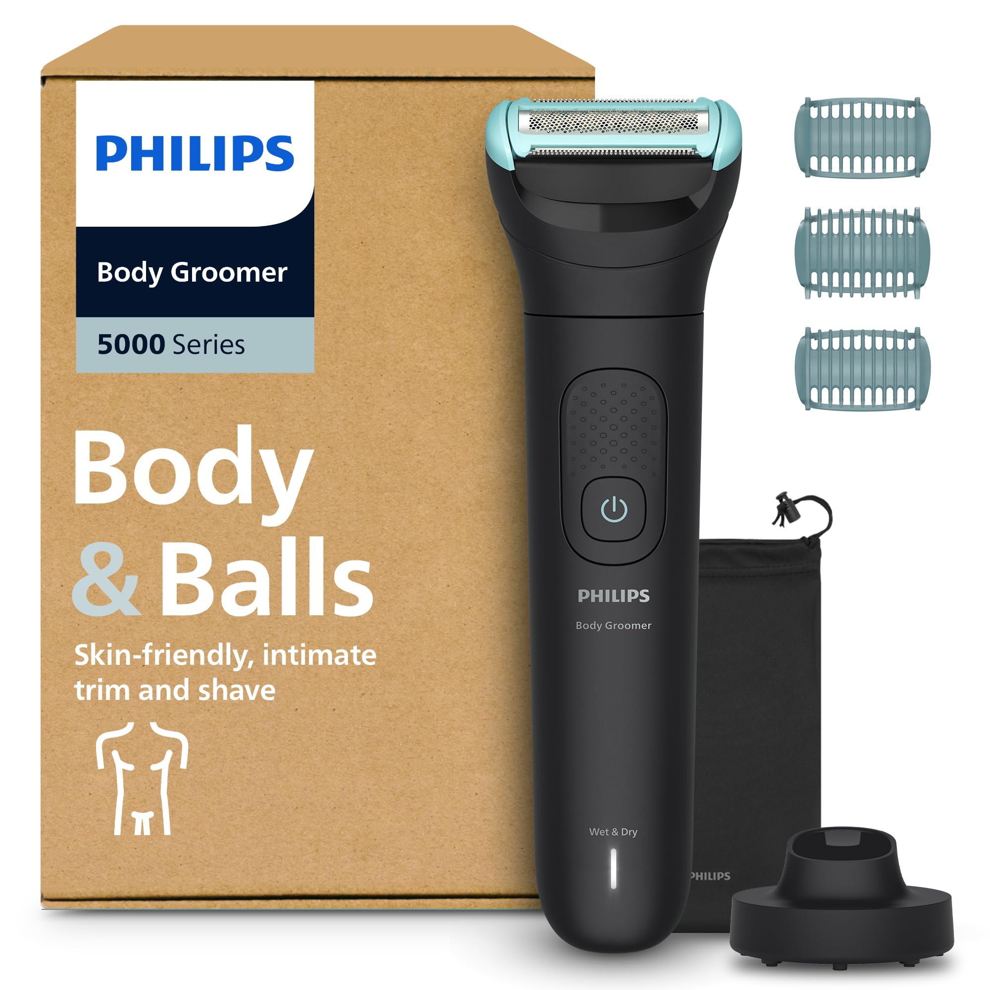 Philips Afeitadora Corporal Series 5000 - Recortadora para Hombre con Sistema Triple Protect, Afe...