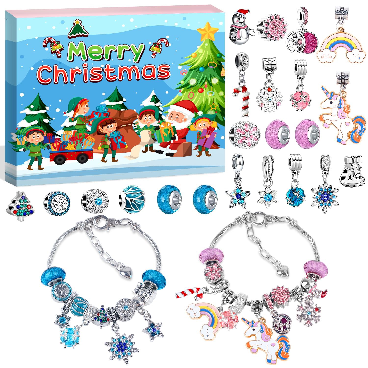 Calendario Adviento Niños Unicornios para Niñas: Kit Hacer Pulseras Niñas Manualidades Calenda...