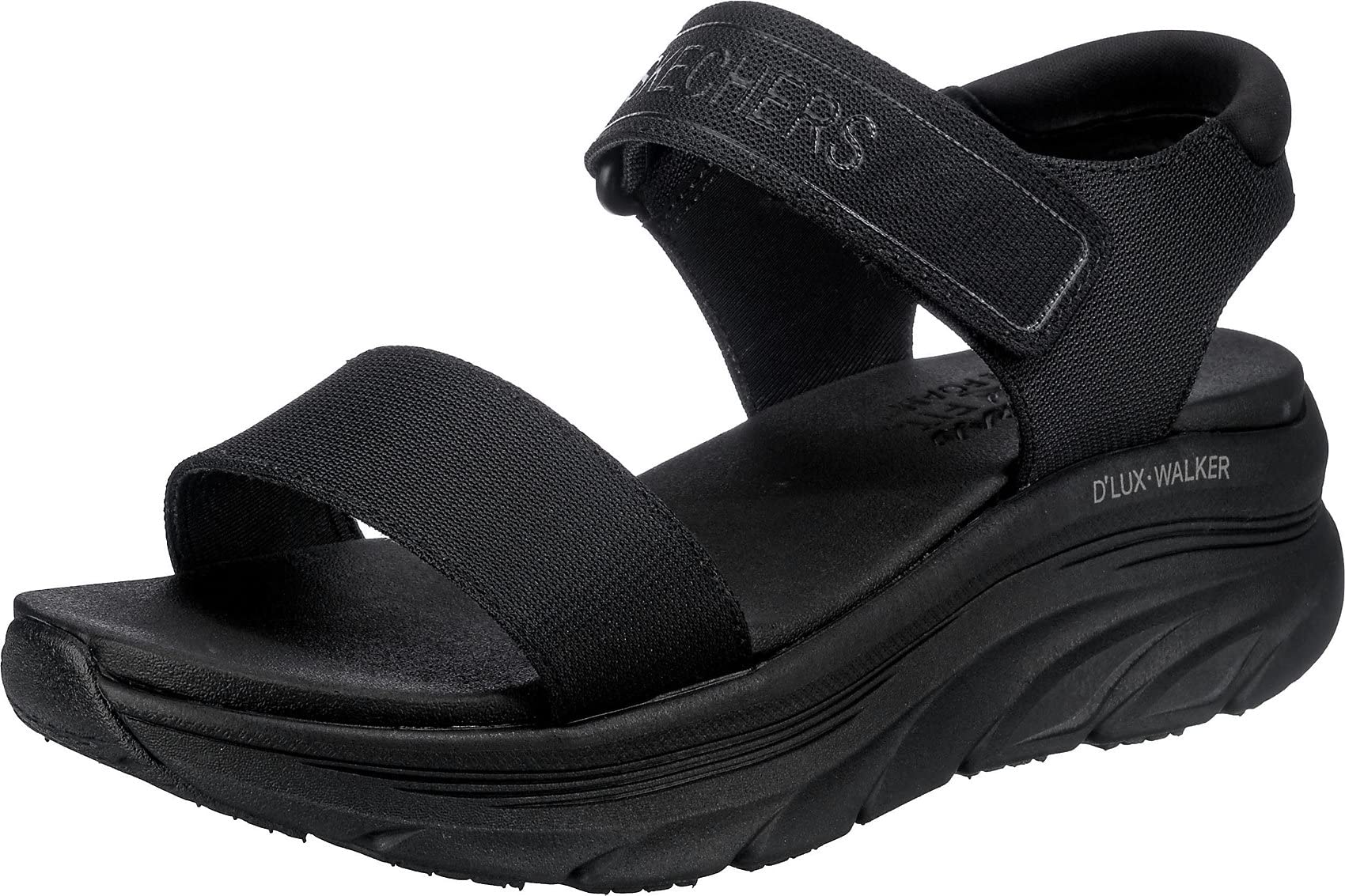 Skechers D'LUX WALKER NEW BLOCK, Sandalias deportivas para Mujer, Black Mesh, 37 EU‍