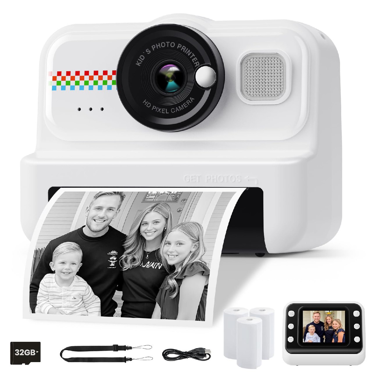 HiMont Camara Fotos Infantil Instantanea, HD/1080P Cámara Instantánea para Niños con Tarjeta d...