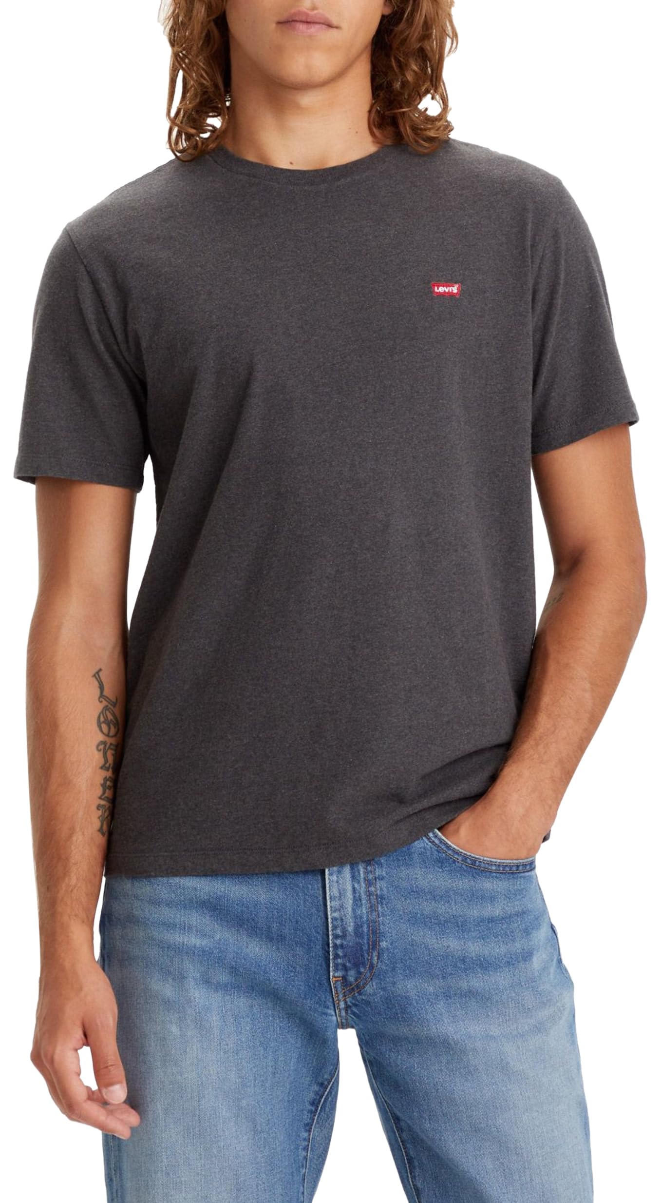 Levi's Ss Original Housemark Tee Camiseta, Dark Charcoal Heather Dkr, L para Hombre‍