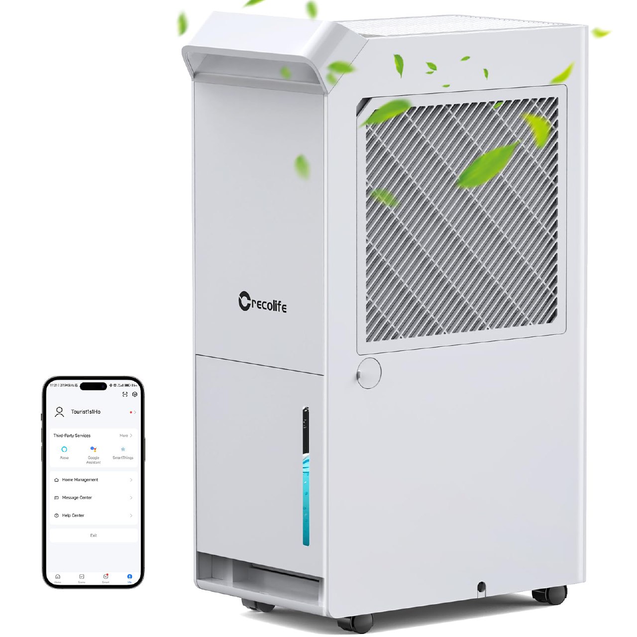 Crecolife Deshumidificador Compresor Inteligente 20L/Día - Deshumificador Eléctrico Silencioso ...