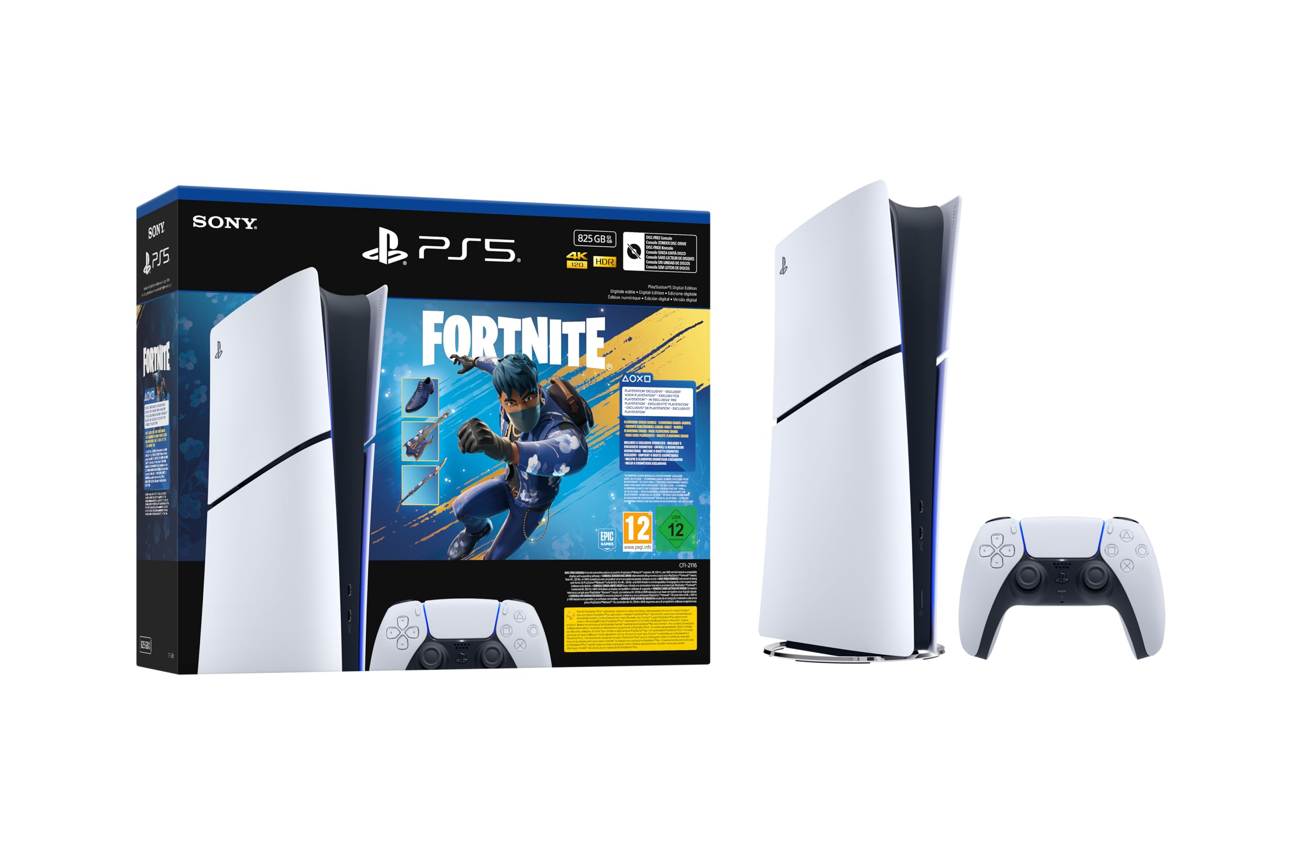 Sony Consola PlayStation5 825GB DIG Bundle Fortnite Flowering Chaos‍