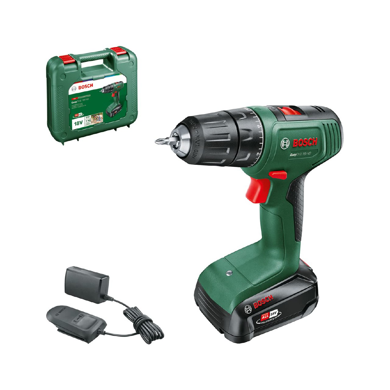 Bosch atornillador a batería EasyDrill 18V-40 (1 batería de 2,0 Ah, sistema de 18 V, en maletí...