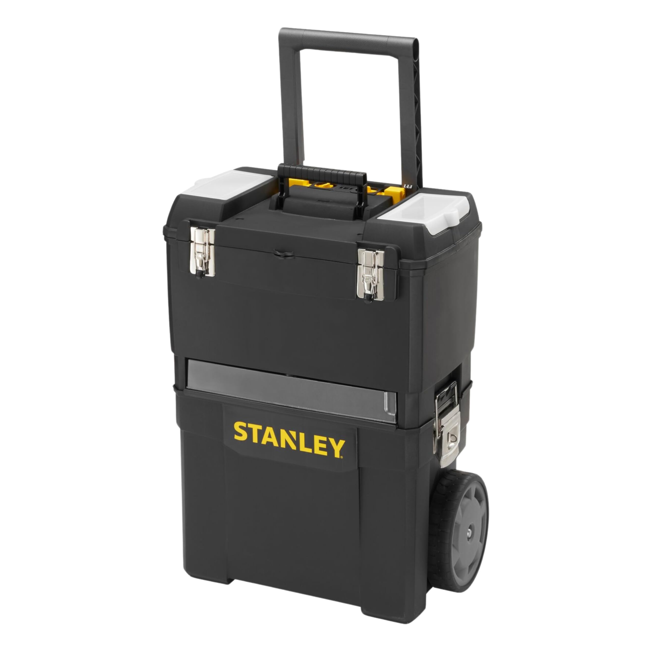 STANLEY Mobile Work Centre Toolbox, taller rodante 2 en 1 con unidades apilables y caja de herram...