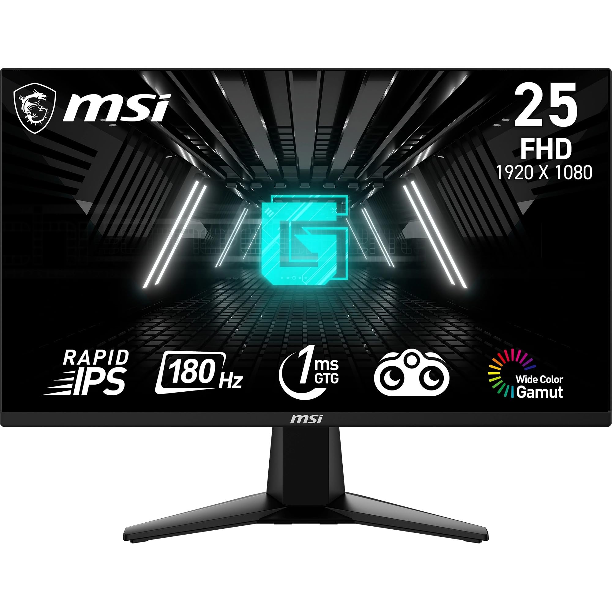 MSI G255F - Monitor Gaming de 24.5", FHD (1920x1080), 180 Hz / 1ms, Adaptive-Sync, Display Port 1...