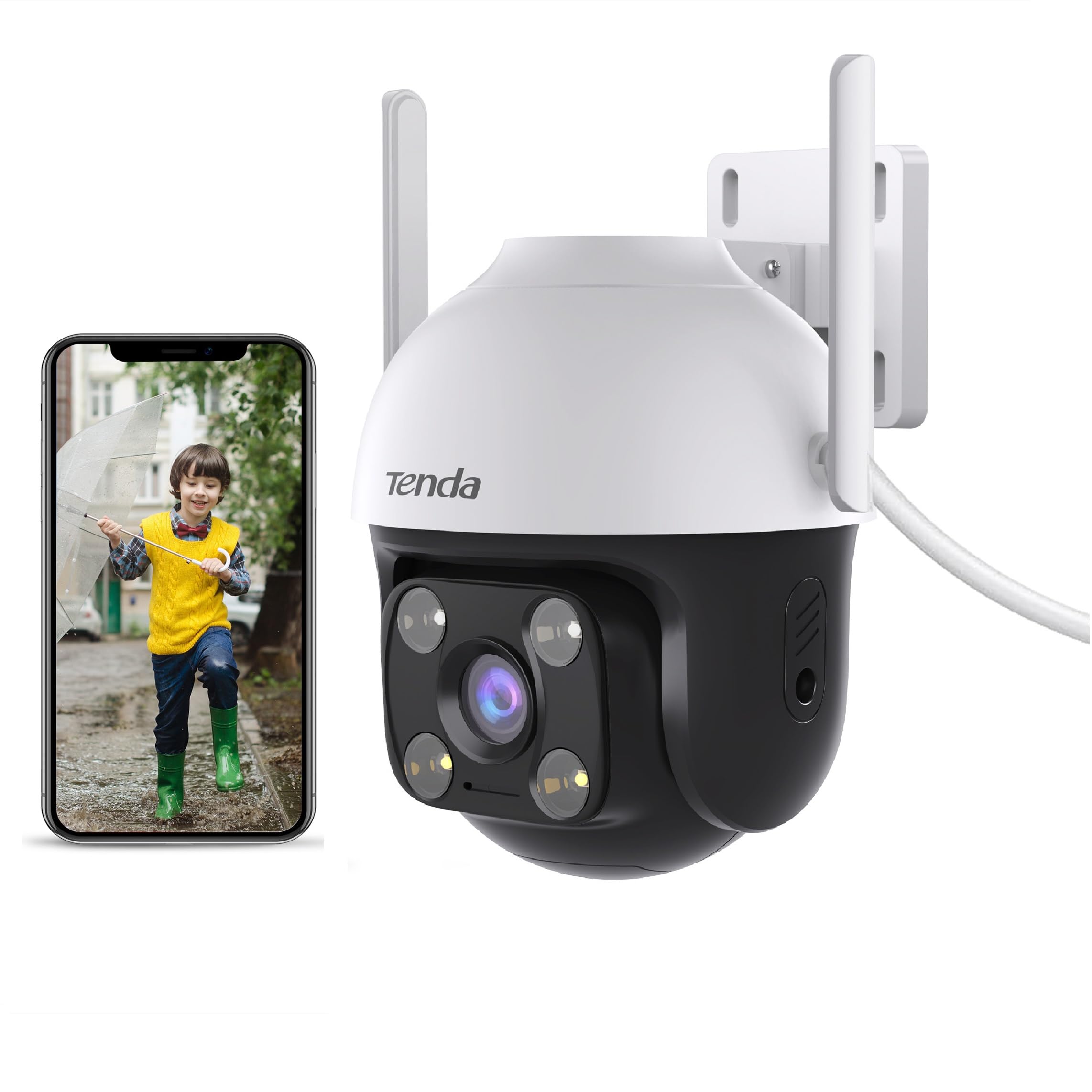 Tenda 2.5K 4MP Camara Vigilancia Exterior,Visión Nocturna a Todo Color 35M,PTZ Cámara IP Wifi c...