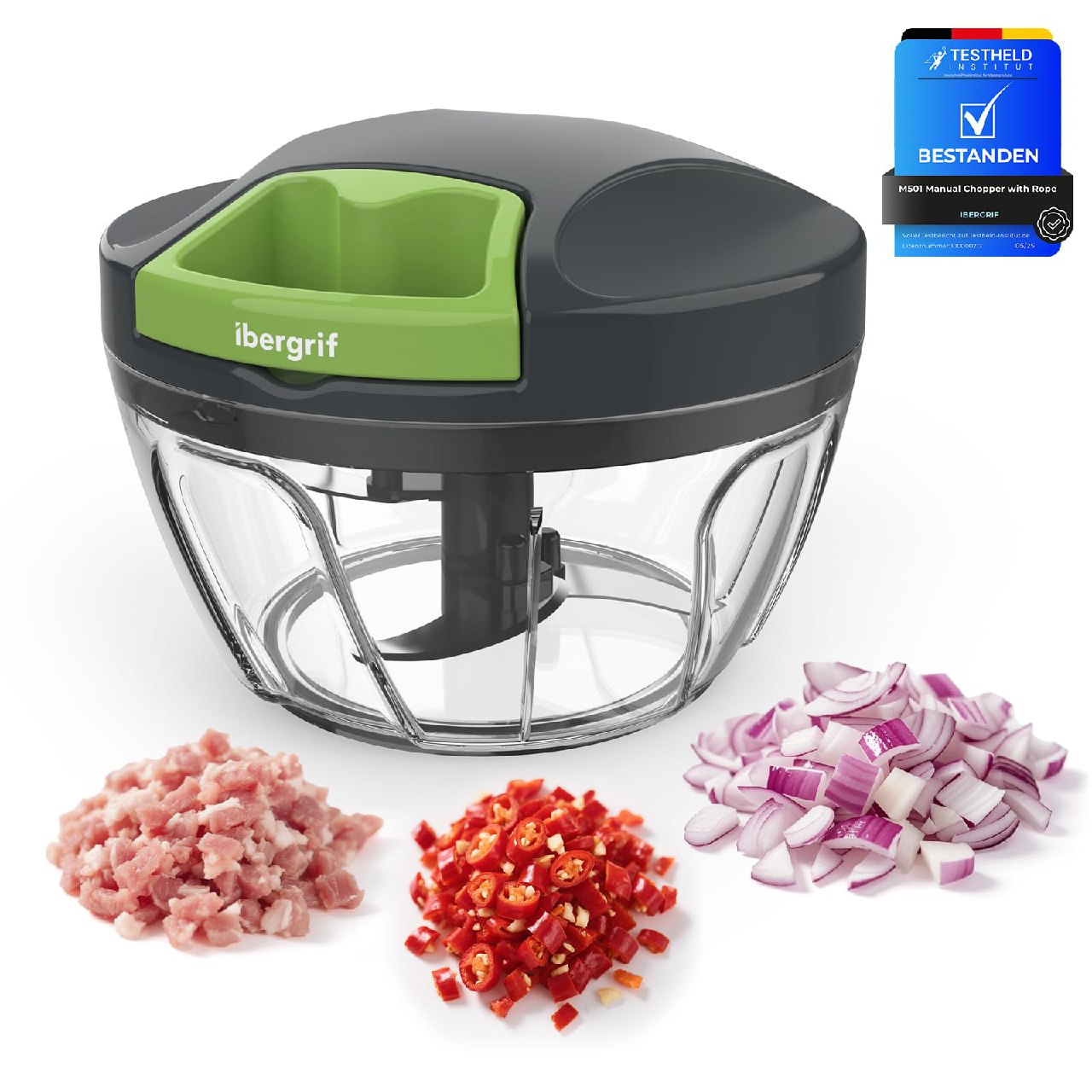 Ibergrif M501 Picadora Manual con Cuerda, Picadora de Verduras Multifuncional, Vegetable Chopper ...