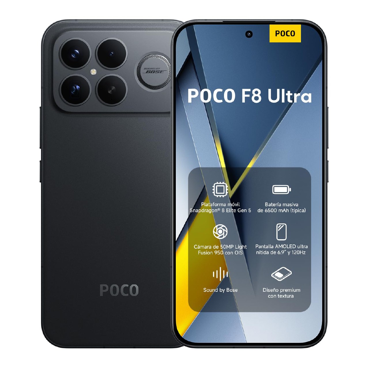 XIAOMI POCO F8 Ultra - Smartphone de 12+256GB, Pantalla AMOLED de 6,85” 120Hz, Snapdragon 8 Eli...