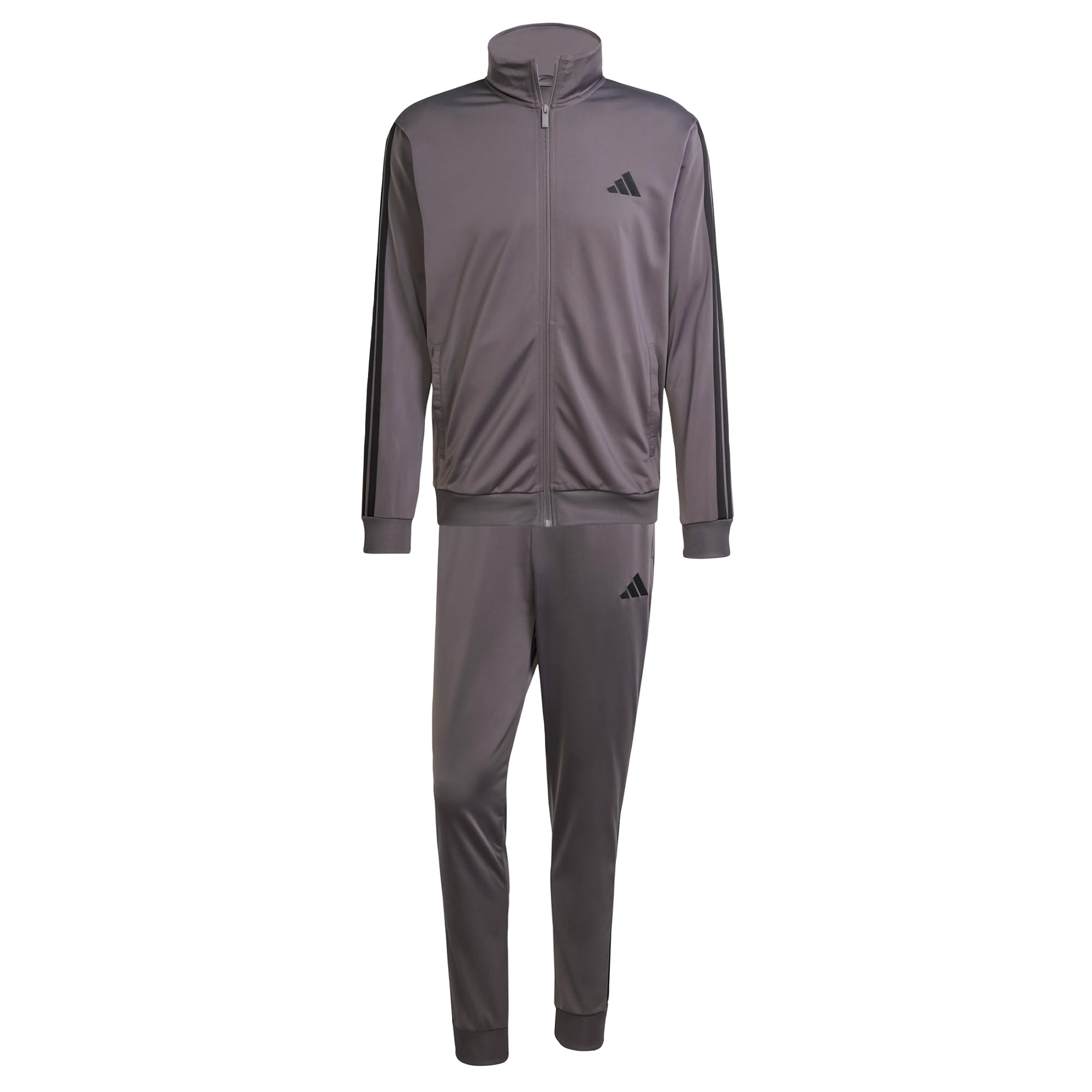 adidas Hombre SPORTSWEAR BASIC 3 STRIPES TRICOT TRACKSUIT, Grey Strata, M‍