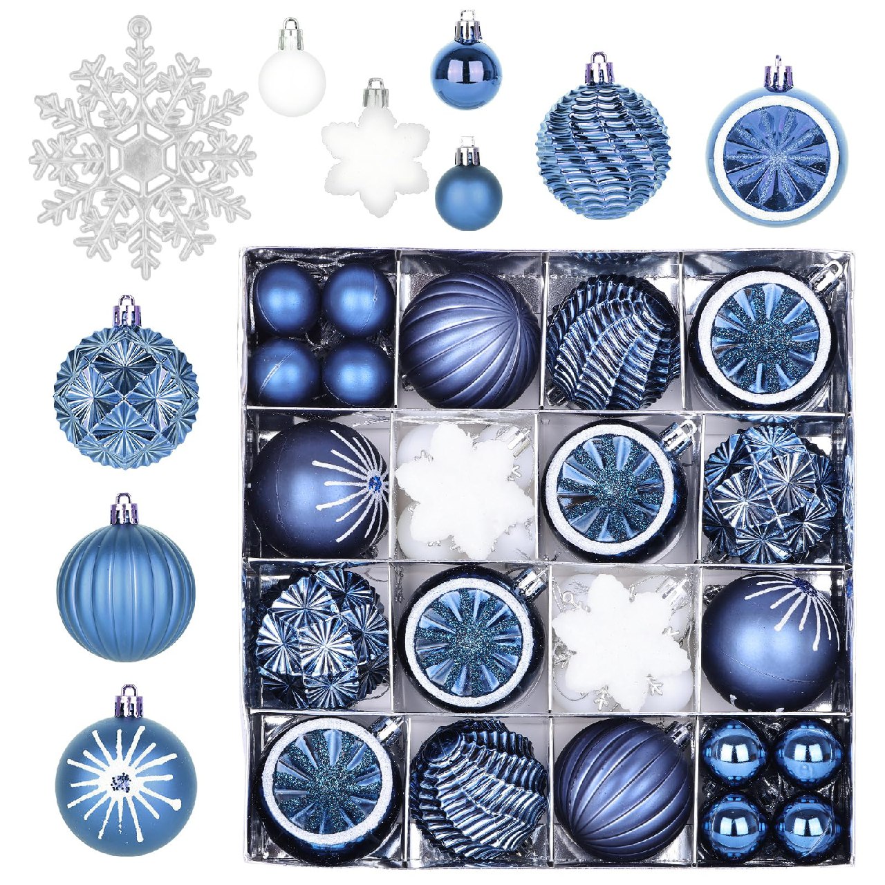 40 Bolas de Navidad Azules: Bolas Arbol de Navidad 6 cm/3 cm, Adornos para árbol de Navidad con ...