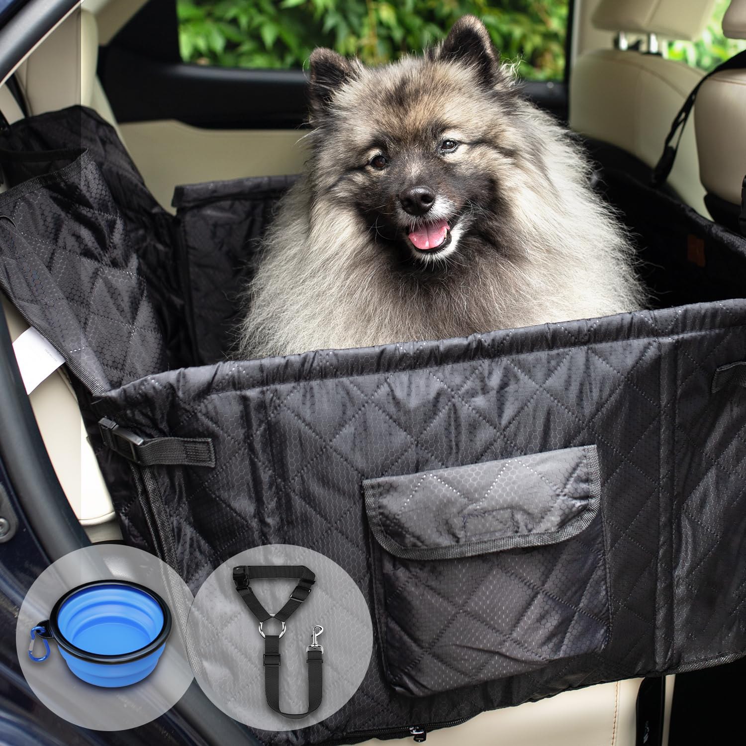 Oferta ¡Descuento! Asiento Impermeable para Perros Mediano-Grande con Cesta en Coche.