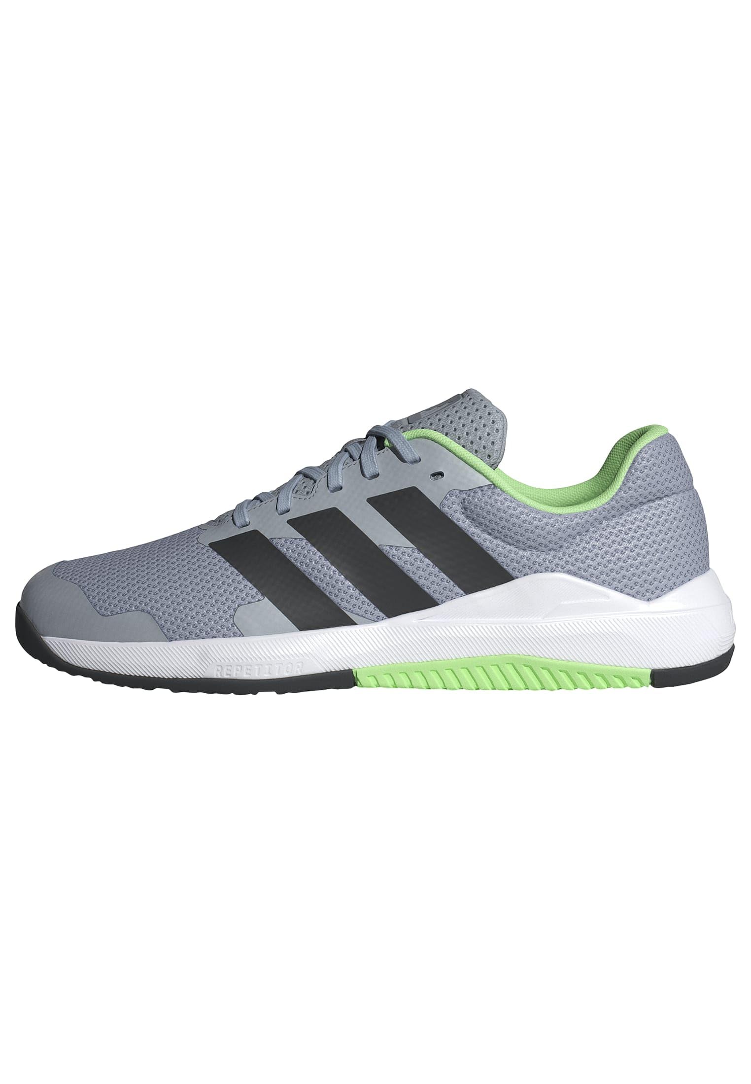 adidas Hombre Dropset Base Training Shoes, Halo Silver/Lime Burst/Core Black, 41 1/3 EU‍