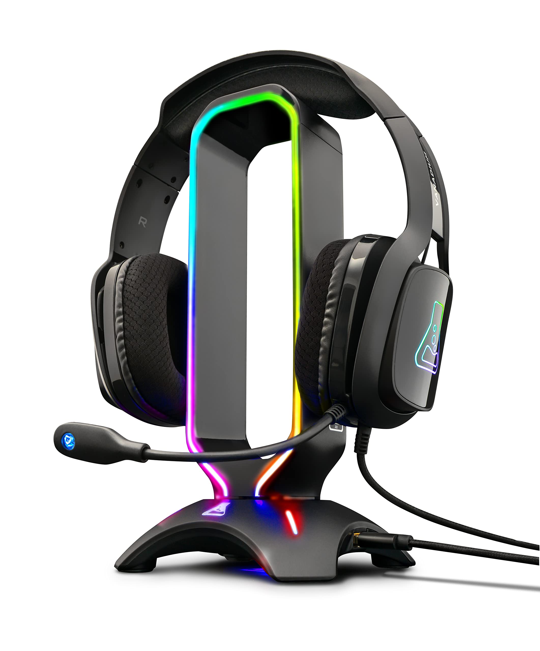 The G-Lab K-Stand Radon Soporte Gaming para Cascos – Retroiluminación RGB, USB HUB 2 x 2.0, Ba...