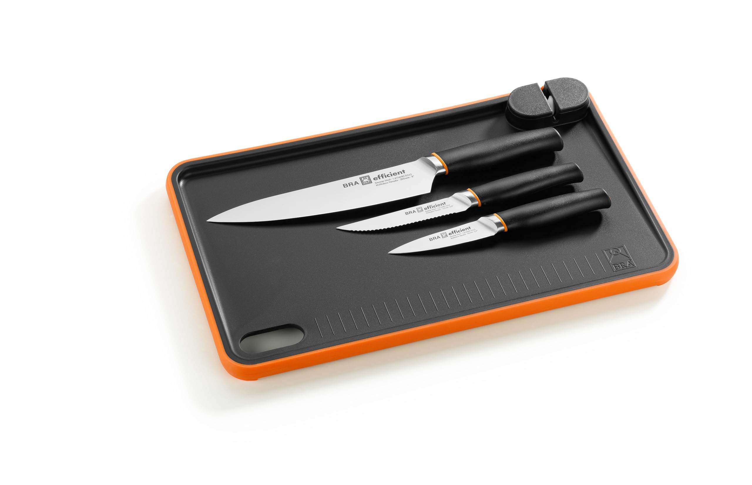 BRA Efficient Set 3 cuchillos Efficient con tabla de cortar‍