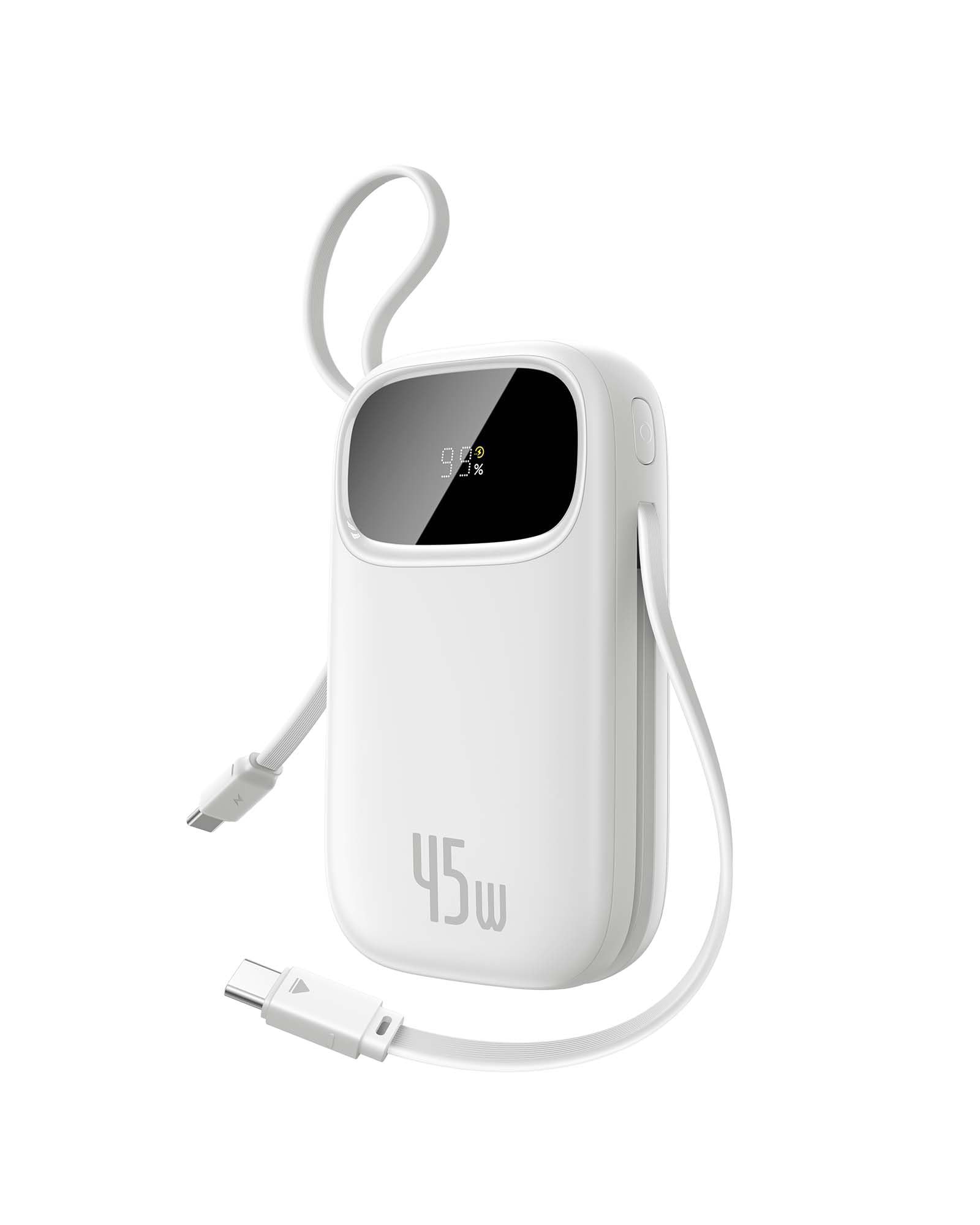 Baseus Powerbank 45W 20000mAh con 2 Cables USB-C Integrados, Power Bank PD3,0 QC4,0 Baterías Ext...