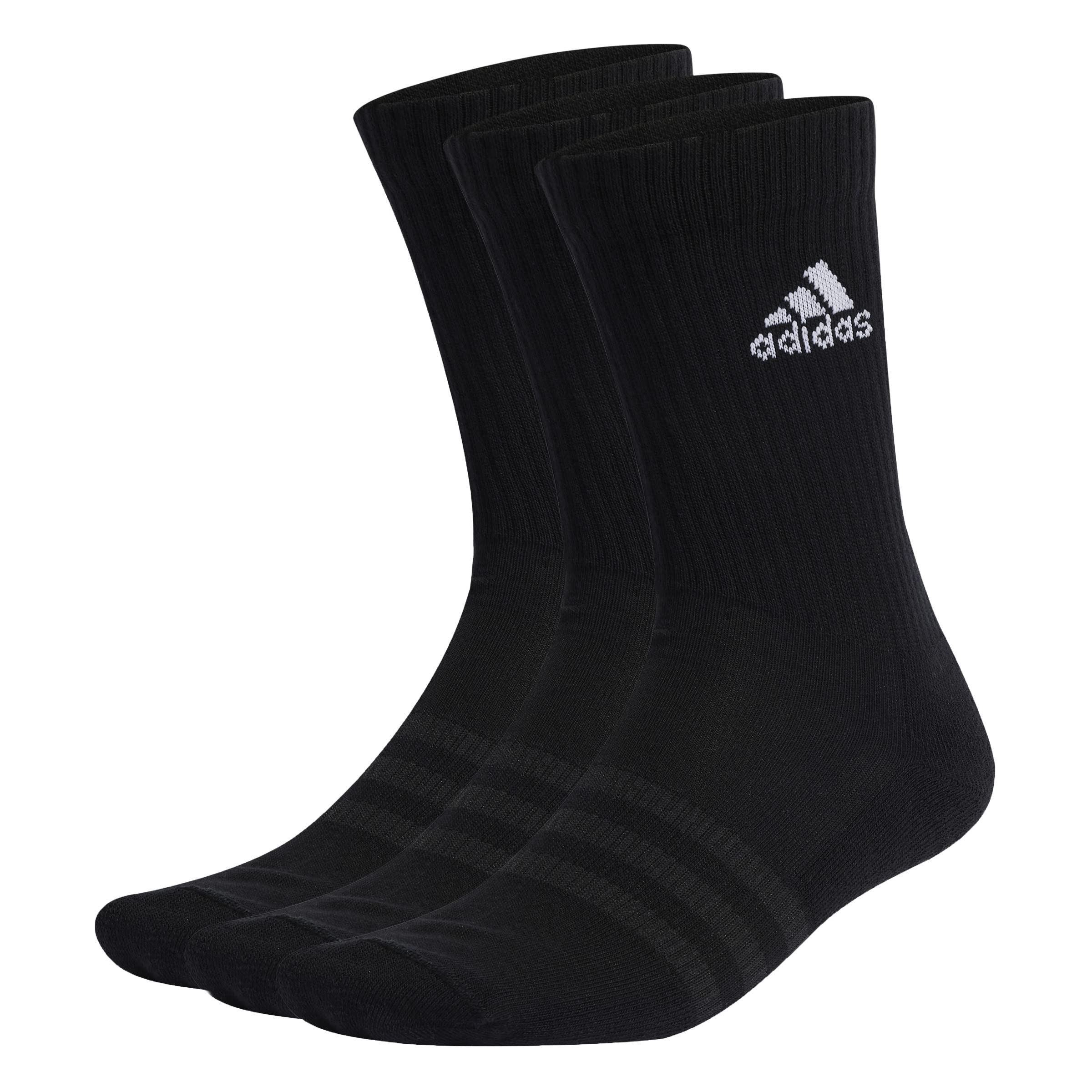 Oferta: 3 Pares de Medias Adidas Cushioned Crew Socks, Negro/Blanco, Talla 6.5-8