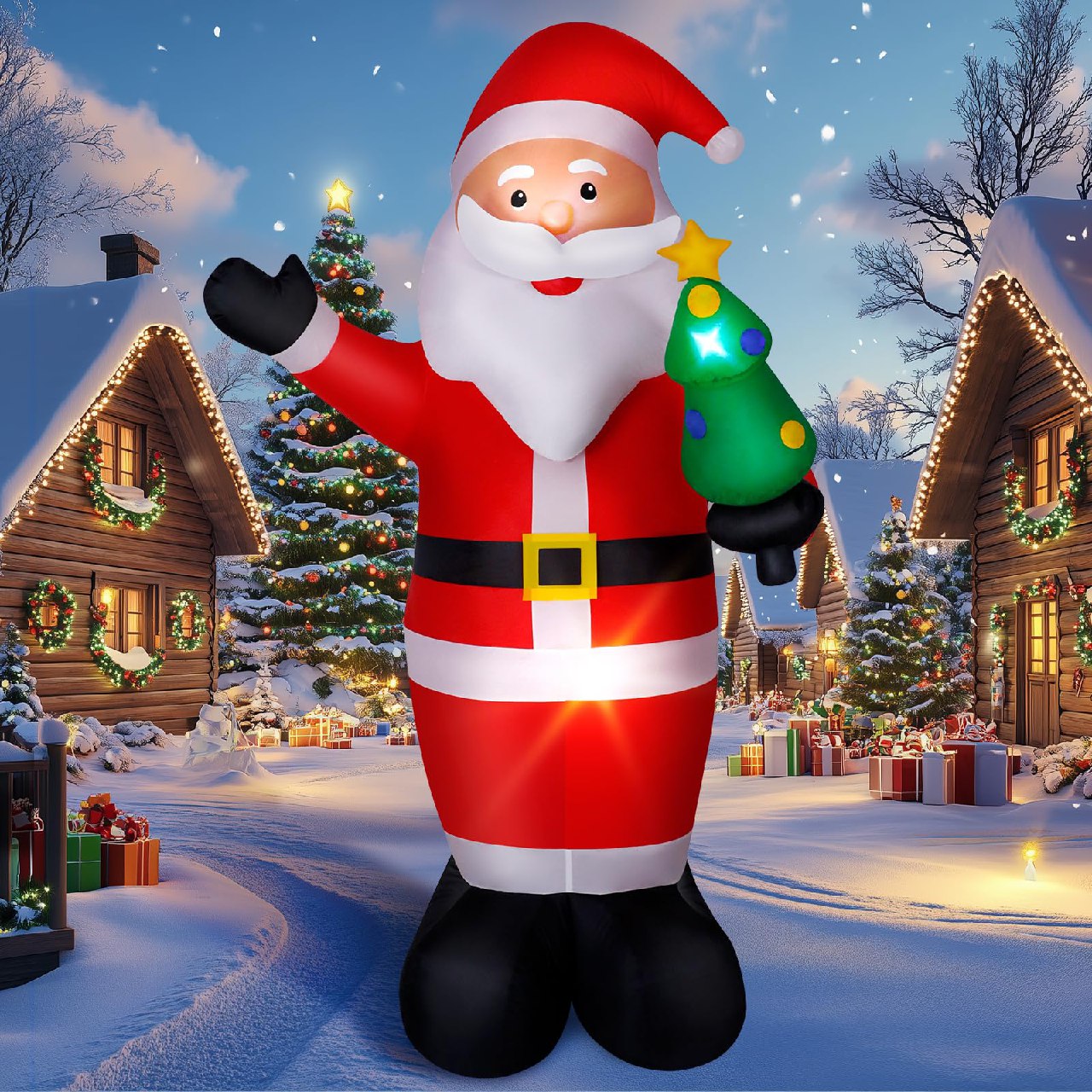 Papá Noel Inflable LED 244cm: Santa Claus Hinchable con Luces Decoración Navidad con Descuento