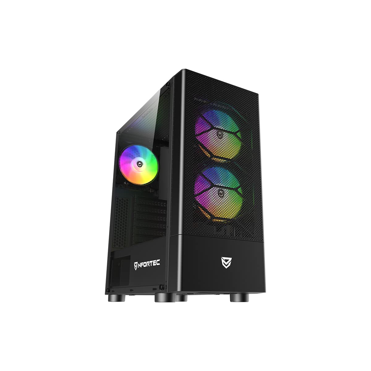 Nfortec Caelum Caja PC Gaming ATX con Frontal mallado, 3 Ventiladores RGB, Cristal Templado, filt...