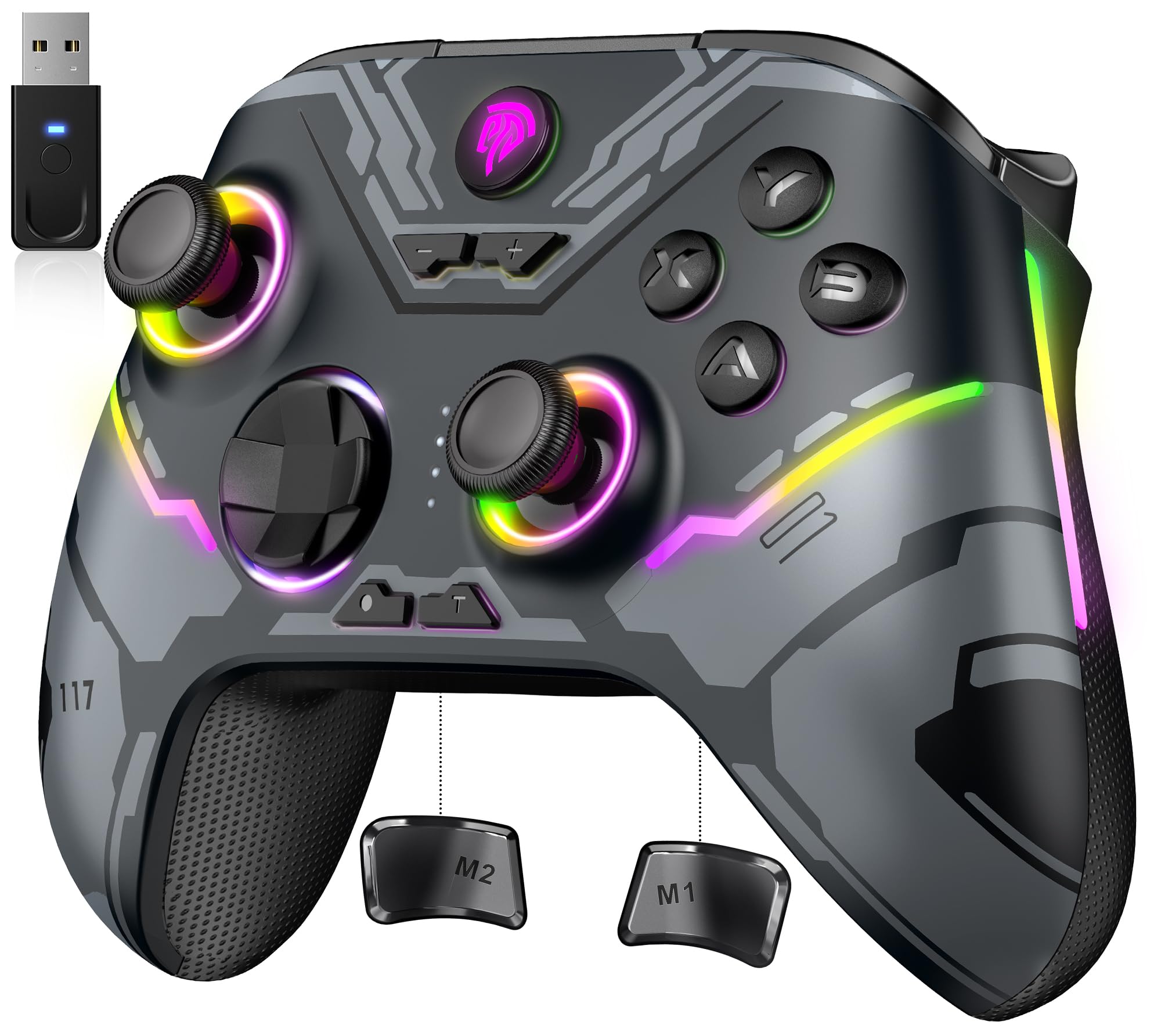 EasySMX X15 Mando PC Inalámbrico con Luz RGB – Gamepad Hall Joystick y Trigger – Regalo Idea...
