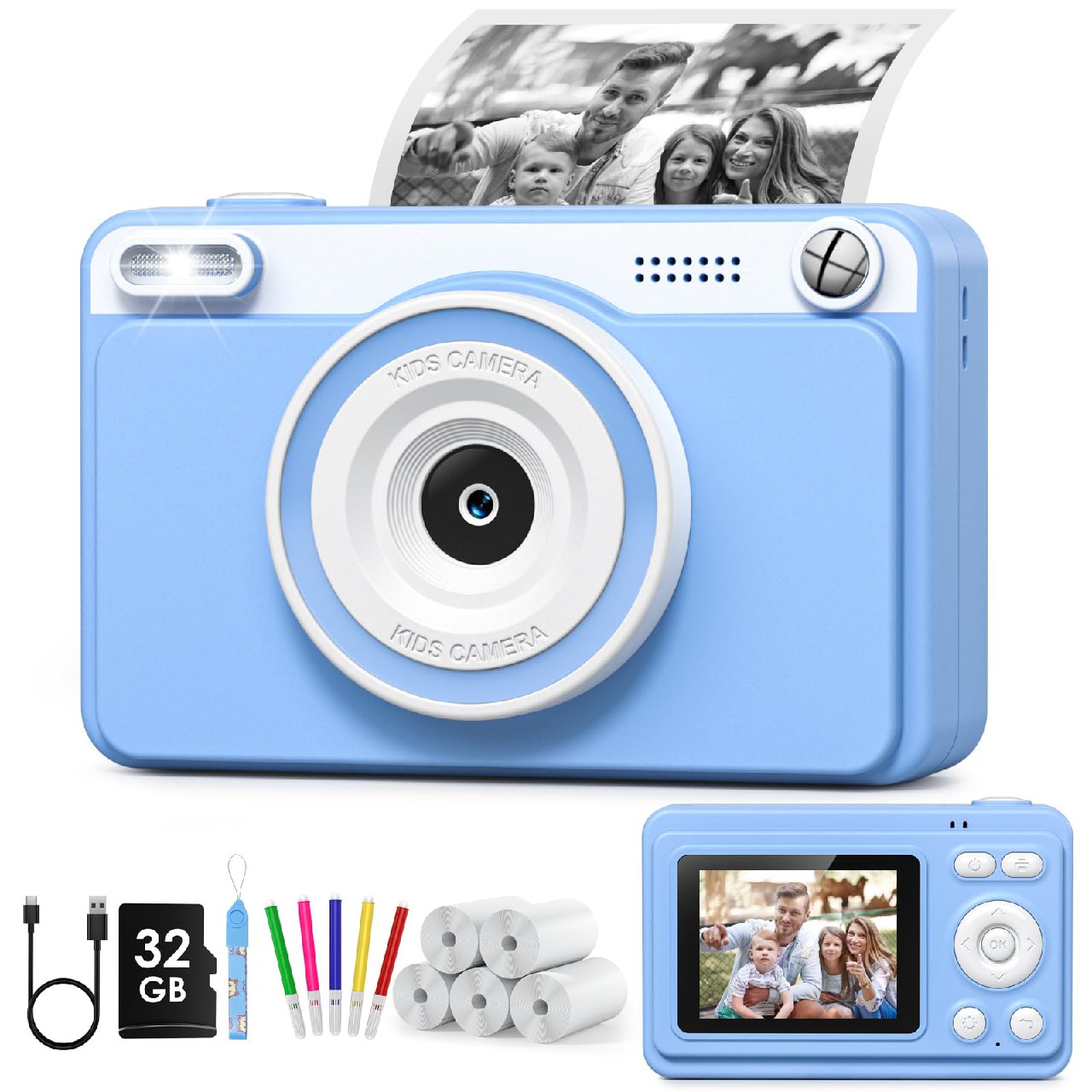 GREENKINDER Camara Fotos Infantil Instantanea,HD/1080P Cámara Instantánea para Niños con Tarje...