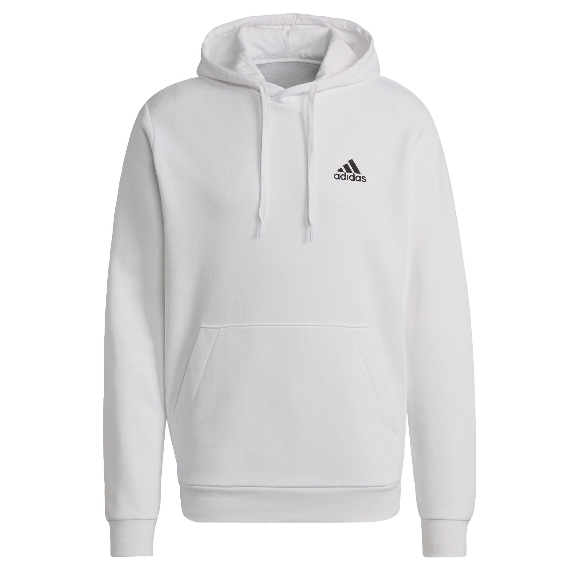 adidas Hombre Essentials Fleece Hoodie, White / Black, XL‍