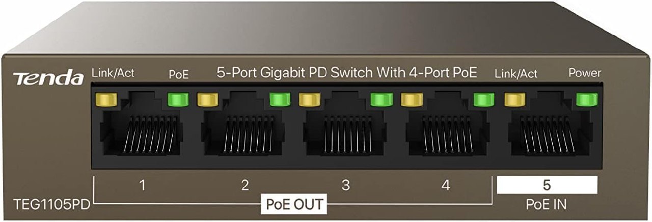 Tenda TEG1105PD Switch PoE Gigabit de 5 Puertos sin Alimentador