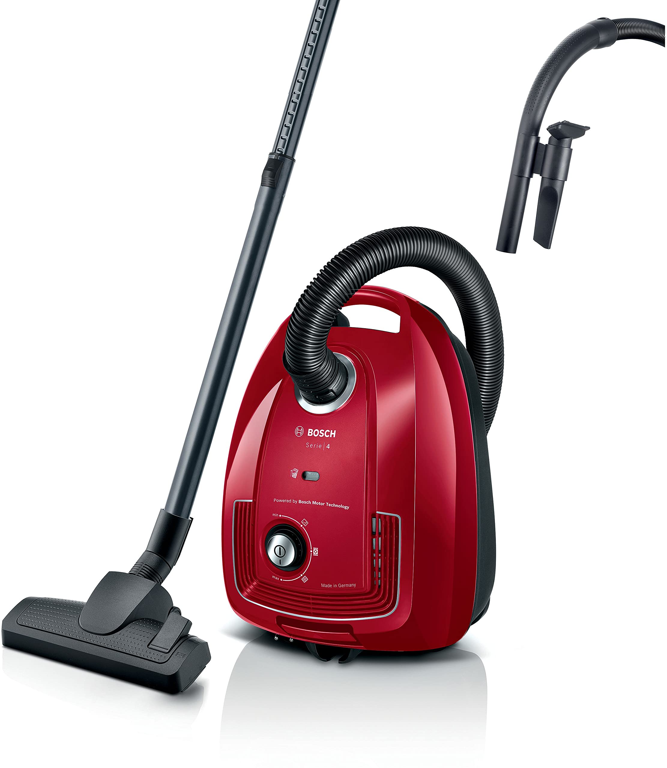 Bosch - Aspirador con Bolsa, Serie 4, Filtro higiénico PureAir, Rojo, BGB38RD2‍