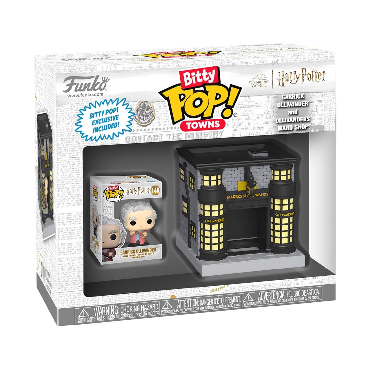 Funko Bitty Pop! Town: Harry Potter - Garrick Ollivander & Ollivanders Wand Shop - Figura de Vini