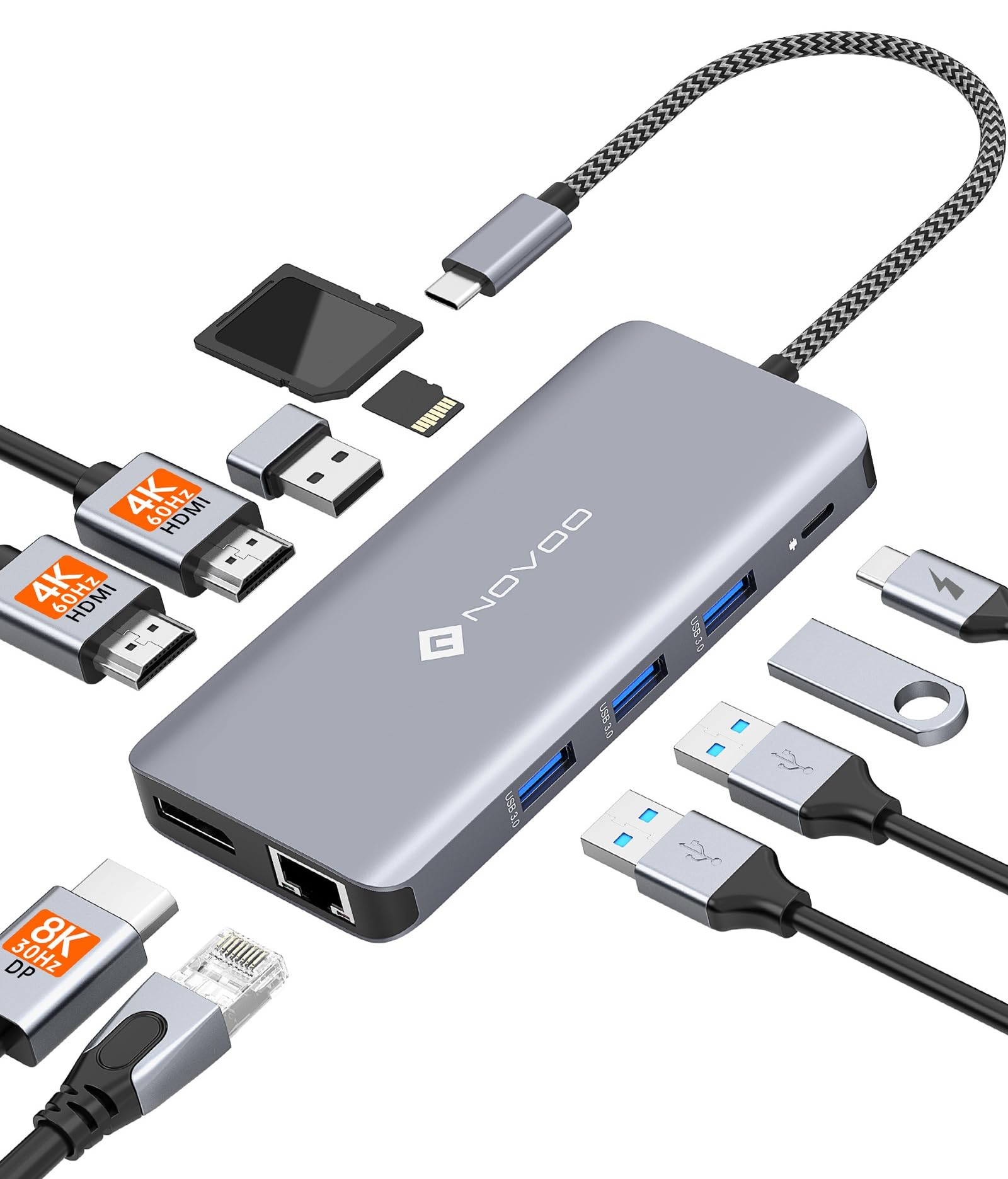 NOVOO Docking Station USB C 11 en 1 - Multiplica tus pantallas y conectividad